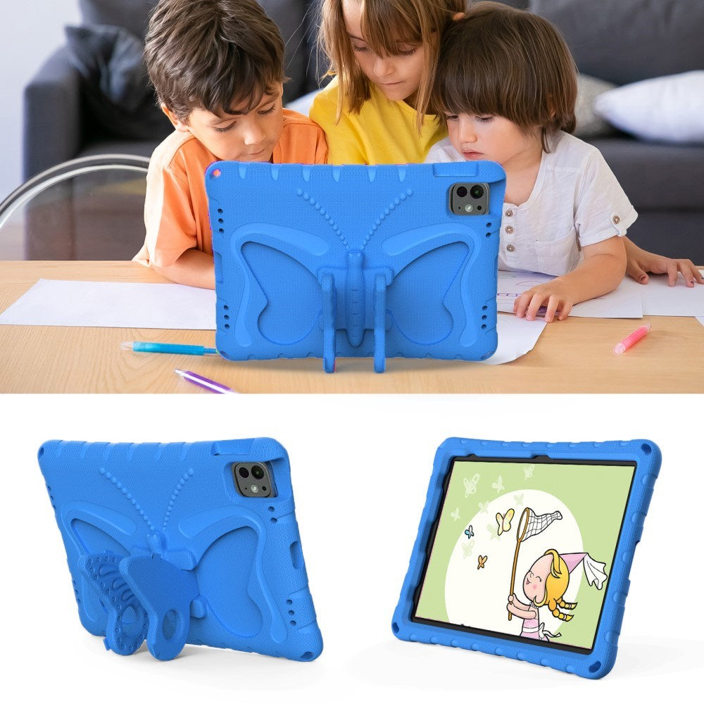 EIDERWOOD iPad Pro 11" (2025 / 2024) Butterfly Kickstand Børne Cover m. Skulderstrop - Blå