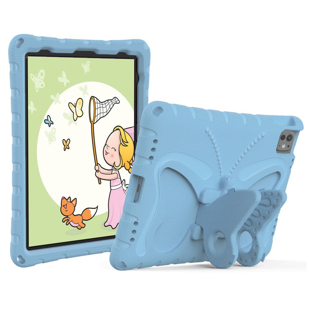 EIDERWOOD iPad Pro 11" (2024) Butterfly Kickstand Kids Cover m. skulderstropp - Lyseblå