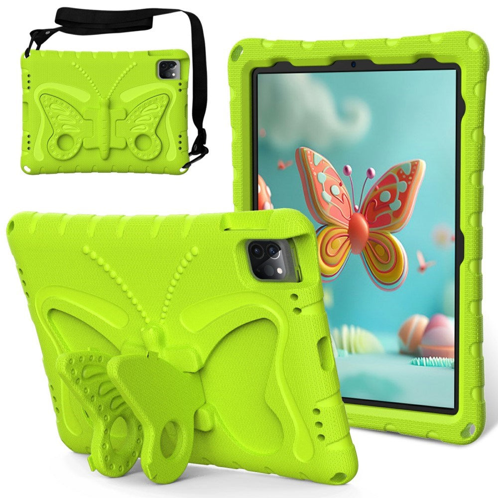 EIDERWOOD iPad Air (2025 / 2024) / Pro 13" (2024) / Pro 12.9" (2022-2018) Butterfly Kickstand barnedeksel m. Skulderstropp - Grønn