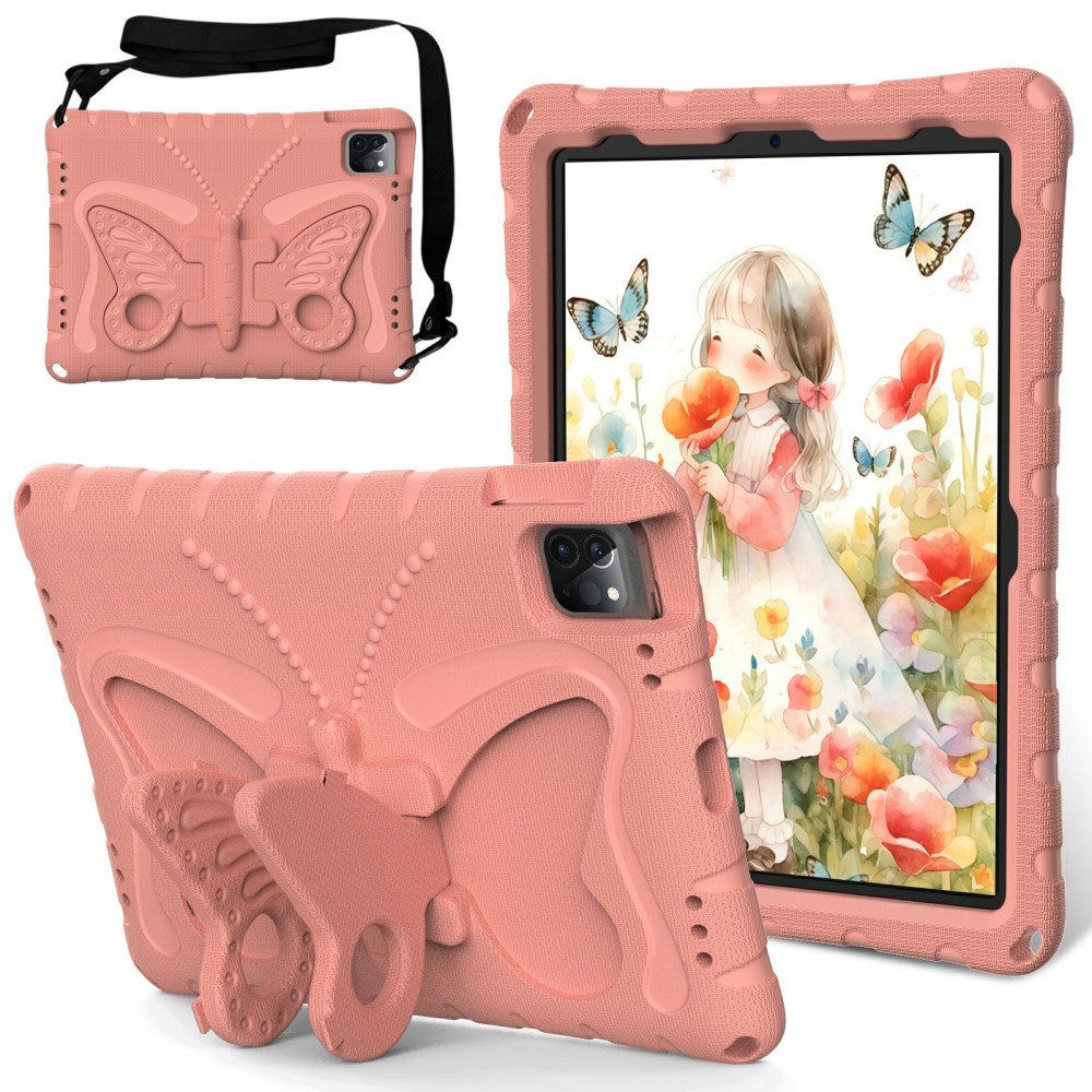 EIDERWOOD iPad Air (2025 / 2024) / Pro 13" (2024) / Pro 12.9" (2022-2018) Butterfly Kickstand barnedeksel m. Skulderreim - Coral