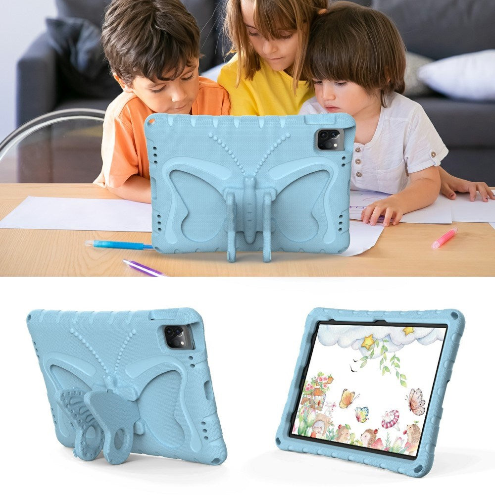 EIDERWOOD iPad Air (2025 / 2024) / Pro 13" (2024) / Pro 12.9" (2022-2018) Butterfly Kickstand barnedeksel m. Skulderstropp - Lyseblå