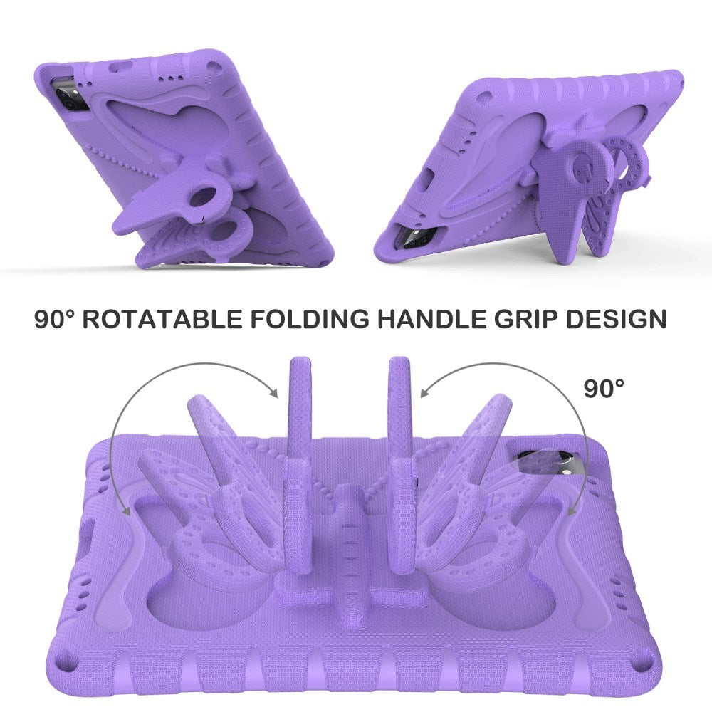 EIDERWOOD iPad Air (2025 / 2024) / Pro 13" (2024) / Pro 12.9" (2022-2018) Butterfly Kickstand barnedeksel m. Skulderstropp - Lilla