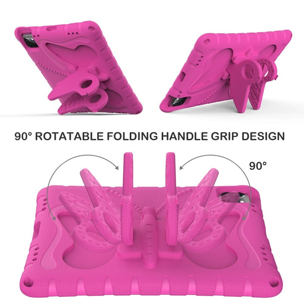 EIDERWOOD iPad Air (2025 / 2024) / Pro 13" (2025 / 2024) / Pro 12.9" (2022-2018) Butterfly Kickstand Børne Cover m. Skulderstrop - Lyserød