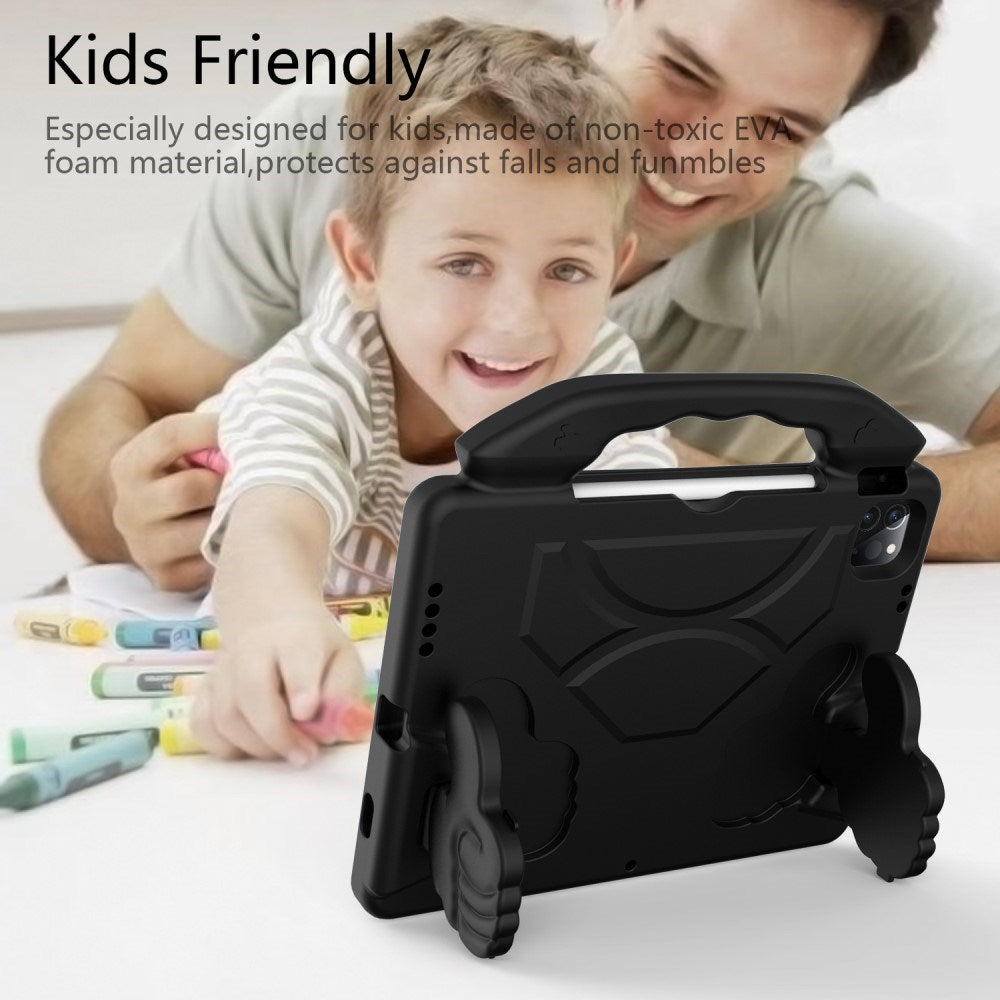 EIDERWOOD iPad Air (2025 / 2024) / Pro 13" (2025 / 2024) / Pro 12.9" (2022-2018) Børne Cover - Thumb Kickstand Bagside Cover - Sort