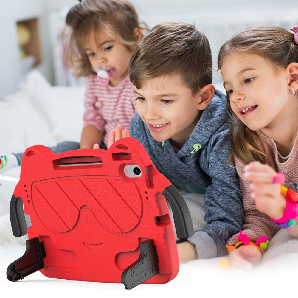 EIDERWOOD iPad Air 11" (2025 / 2024) barnedeksel - Smiley - Stativ og håndtak - Rød