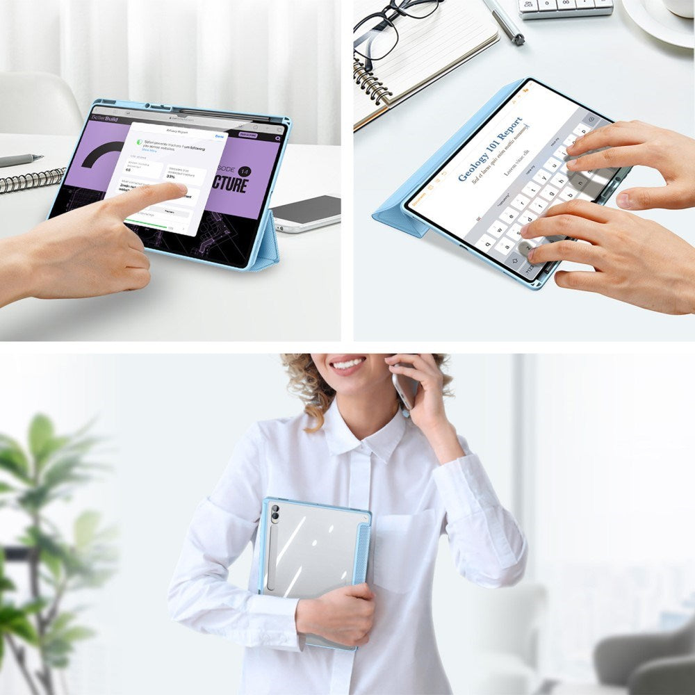 Samsung Galaxy Tab S10 Ultra støtsikkert flipdeksel m. Penneholder - DUX DUCIS TOBY Series - Blå