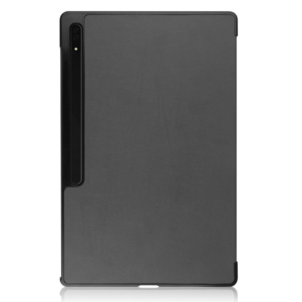 EIDERWOOD Samsung Galaxy Tab S10 Ultra Tri-Fold Leather Flip Cover m. Stativfunksjon - Grå