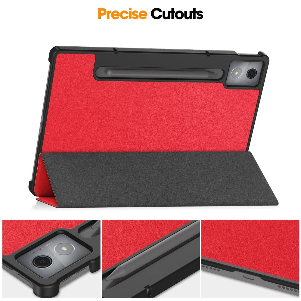Lenovo IdeaTab Pro - EIDERWOOD Kunstlæder Flip Cover m. Ståfunktion & Pencil Holder - Rød