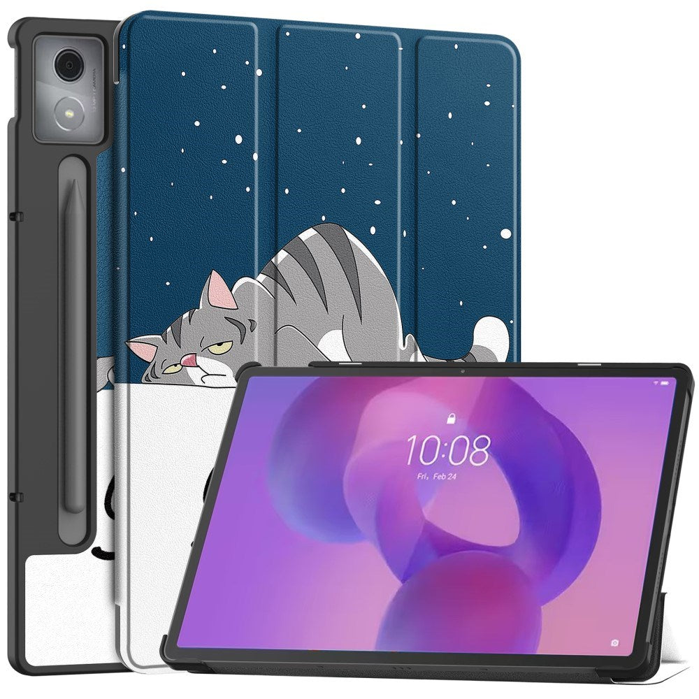 Lenovo IdeaTab Pro - EIDERWOOD Tri-Fold Kunstlæder Flip Cover m. Mønster - Kat
