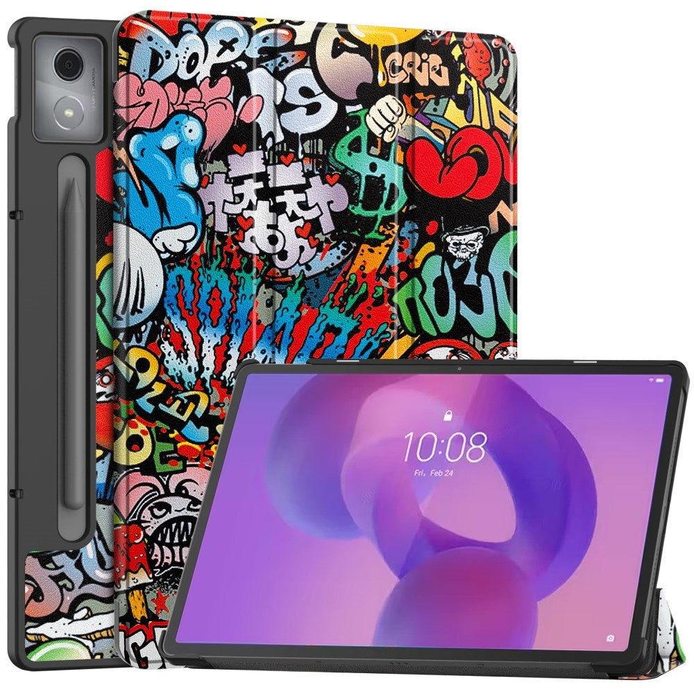 Lenovo IdeaTab Pro - EIDERWOOD Tri-Fold Kunstlæder Flip Cover m. Mønster - Graffiti