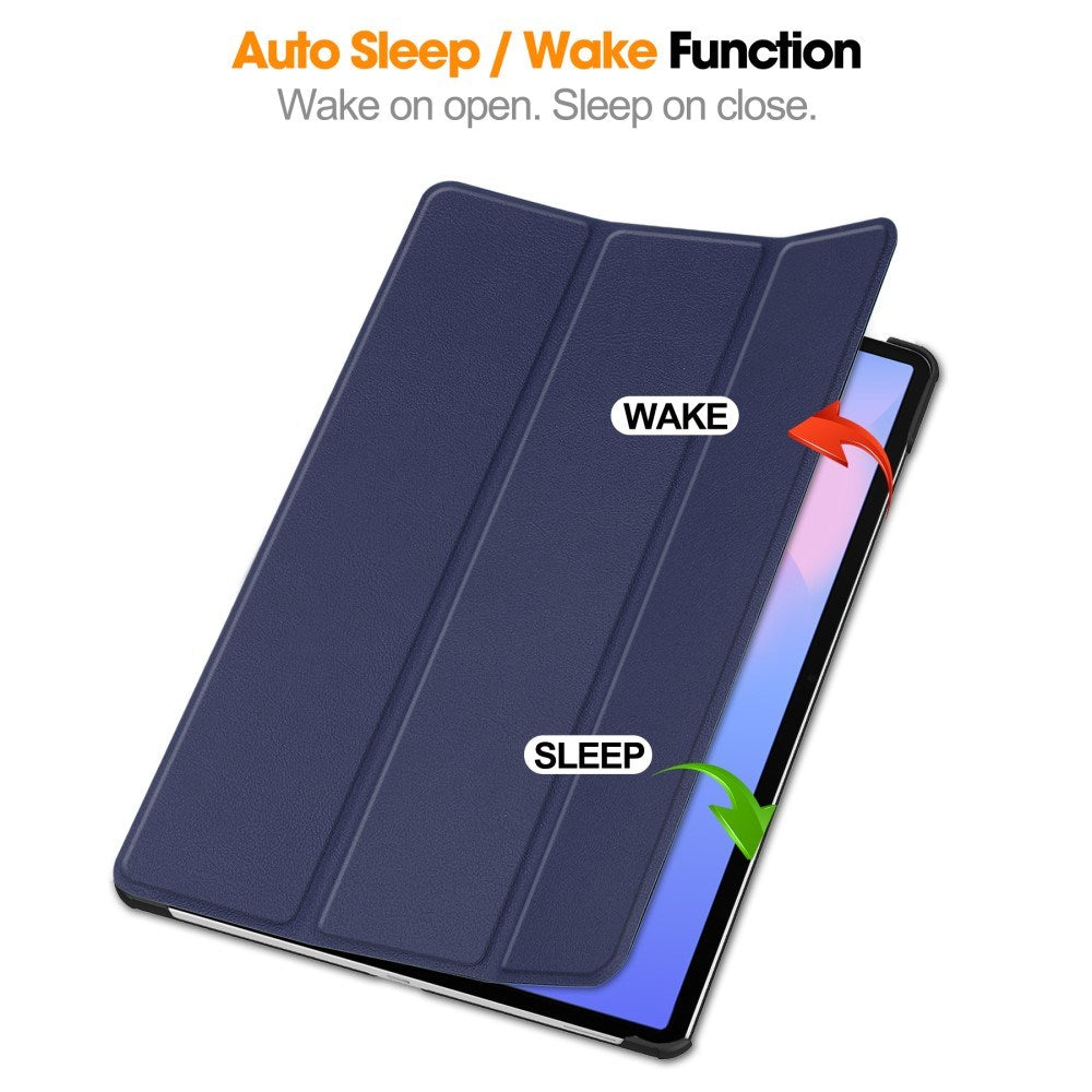 Samsung Galaxy Tab S10 FE+ (Plus) - EIDERWOOD Kunstlæder Flip Cover m. Ståfunktion & Pencil Holder - Blå