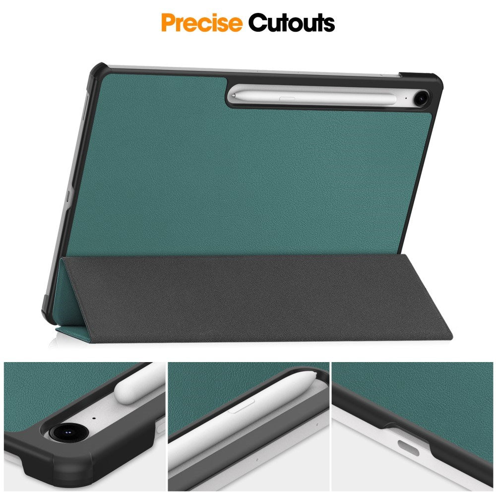 Samsung Galaxy Tab S10 FE+ (Plus) - EIDERWOOD Kunstlæder Flip Cover m. Ståfunktion & Pencil Holder - Grøn
