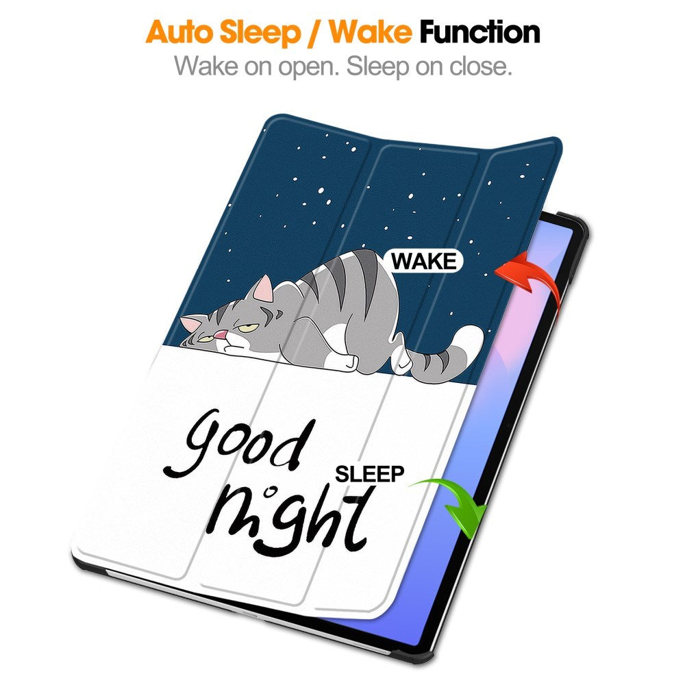 Samsung Galaxy Tab S10 FE+ (Plus) - EIDERWOOD Tri-Fold Kunstlæder Flip Cover m. Mønster - Kat