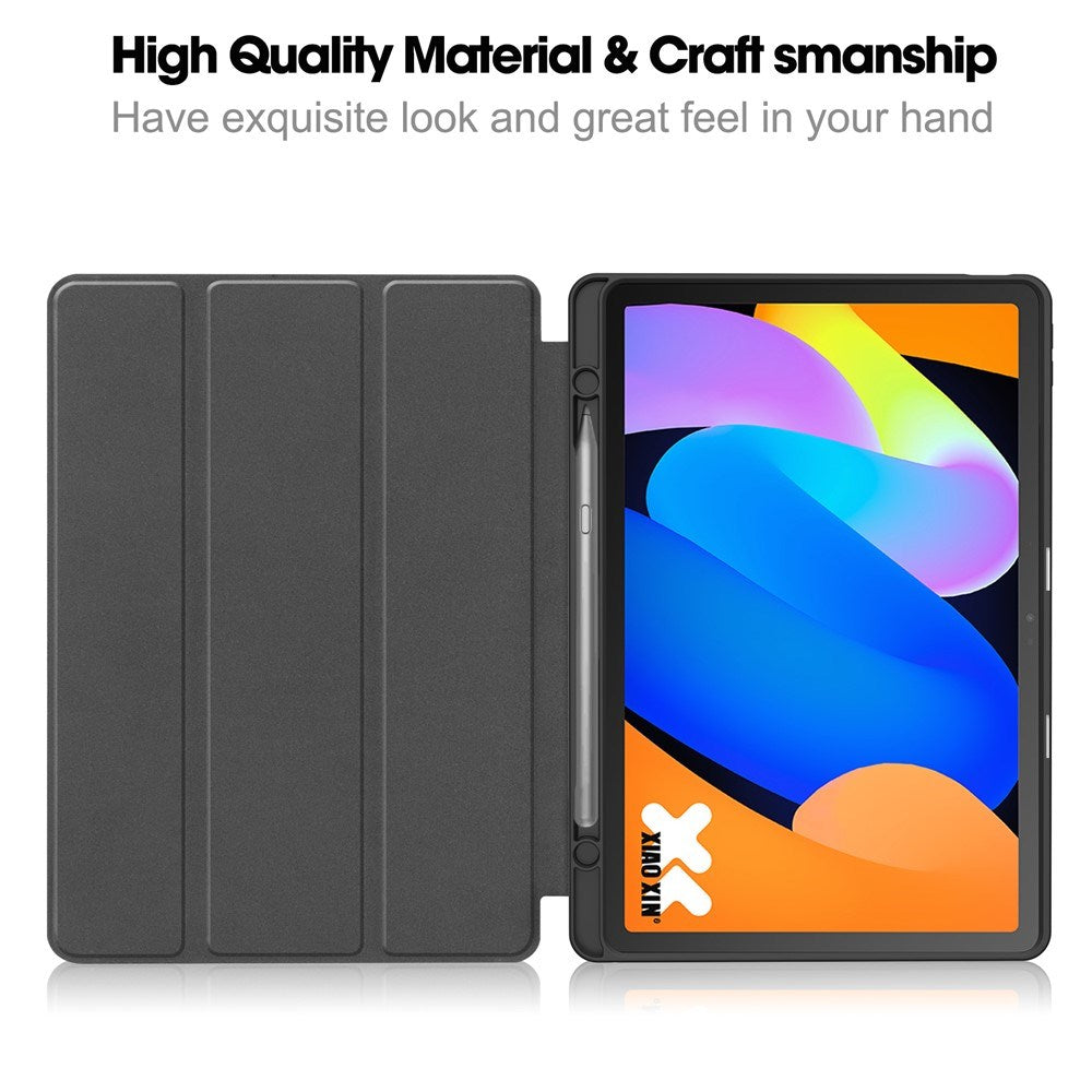 EIDERWOOD Lenovo Idea Tab 11 Kunstlæder Flip Tablet Cover m. Penholder - Sort