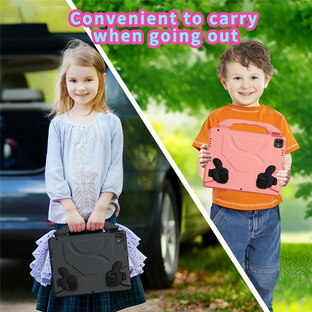 iPad Pro 12.9" (2022 / 2021 / 2020 / 2018) / Air 13" (2025 / 2024) / Pro 13" (2025 / 2024) - EIDERWOOD Børne Cover m. Thumb Kickstand - Sort