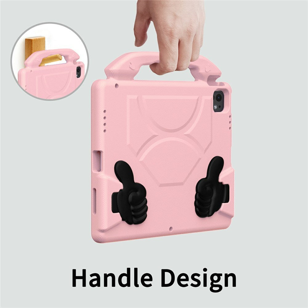 iPad Pro 12.9" (2022 / 2021 / 2020 / 2018) / Air 13" (2025 / 2024) / Pro 13" (2025 / 2024) - EIDERWOOD Børne Cover m. Thumb Kickstand - Lyserød