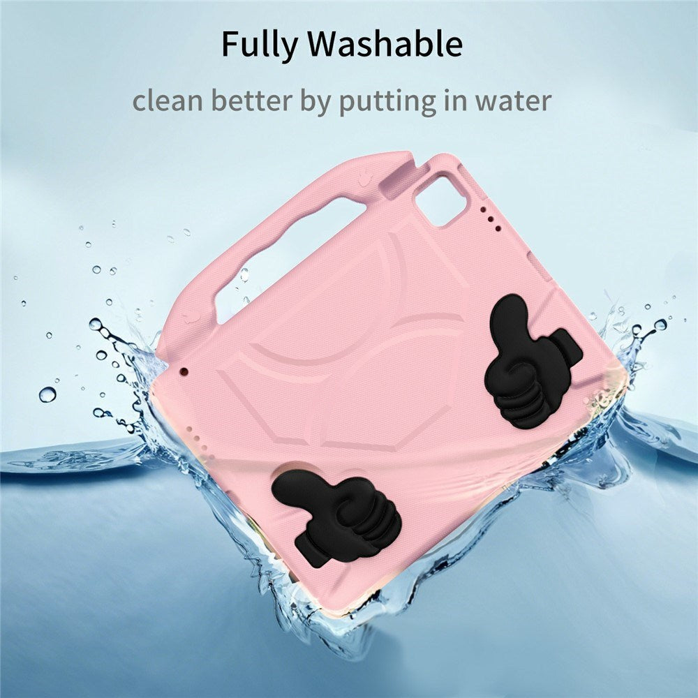 iPad Pro 12.9" (2022 / 2021 / 2020 / 2018) / Air 13" (2025 / 2024) / Pro 13" (2025 / 2024) - EIDERWOOD Børne Cover m. Thumb Kickstand - Lyserød