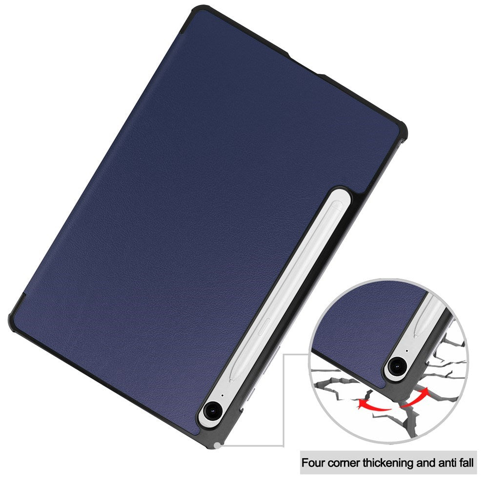 EIDERWOOD Samsung Galaxy Tab S11 / S10 Lite Tri-Fold Kunstlæder Flip Cover m. Stylus Pen Holder - Blå