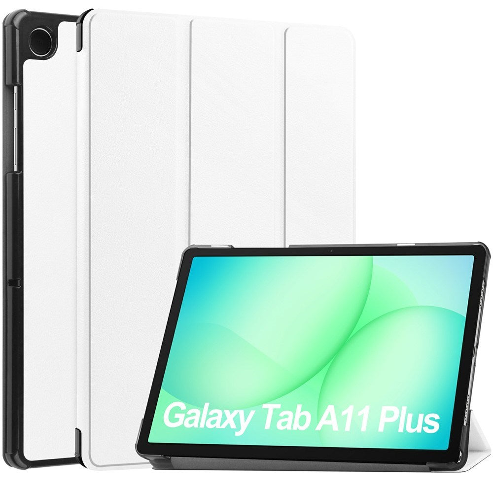 Samsung Galaxy Tab A11+ (Plus) EIDERWOOD Kunstlæder Tablet Cover m. Standerfunktion - Hvid