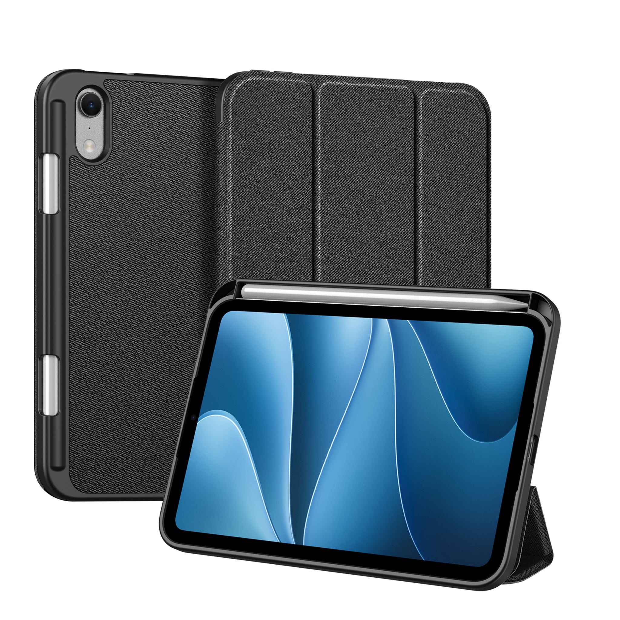 iPad Mini (2026) 8. Gen. DUX DUCIS DOMO Tri-Fold Kunstlæder Flip Cover m. Ståfunktion - Sort