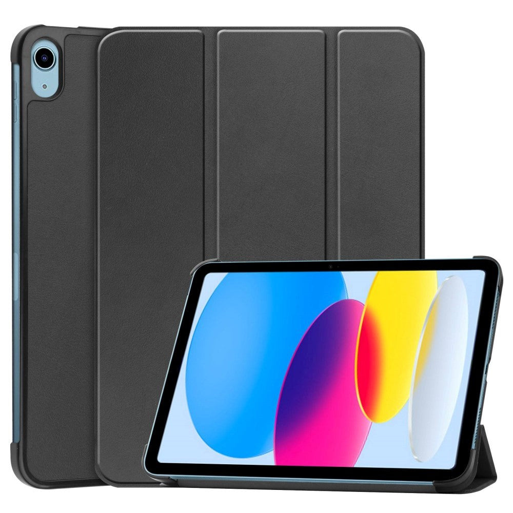 Apple iPad 11" (2025) / iPad 10,9" (2024/2022) Leather Flip Cover m. Stativ - Svart