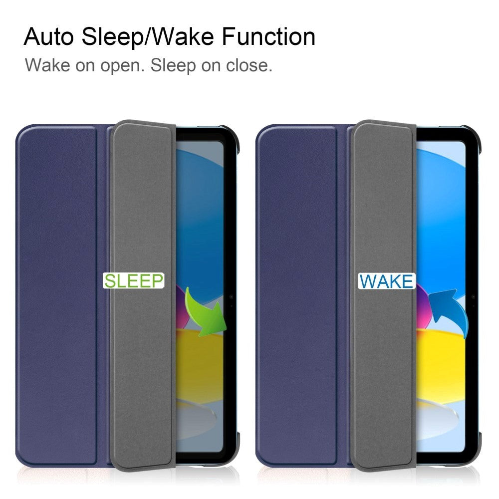 Apple iPad 11" (2025) / iPad 10,9" (2024/2022) Leather Flip Cover m. Stativ - Blå