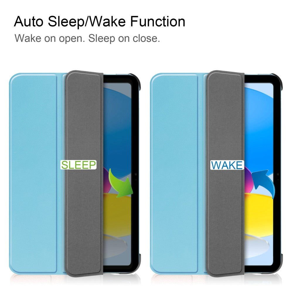 Apple iPad 11" (2025) / iPad 10.9" (2024/2022) Læder Flip Cover m. Stand - Himmel Blå