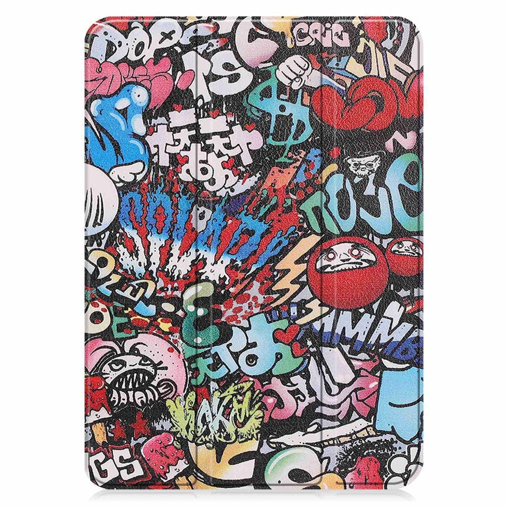 iPad 11" (2025) / iPad 10,9" (2024/2022) Leather Flip Cover m. Tri-fold stativ - Graffiti