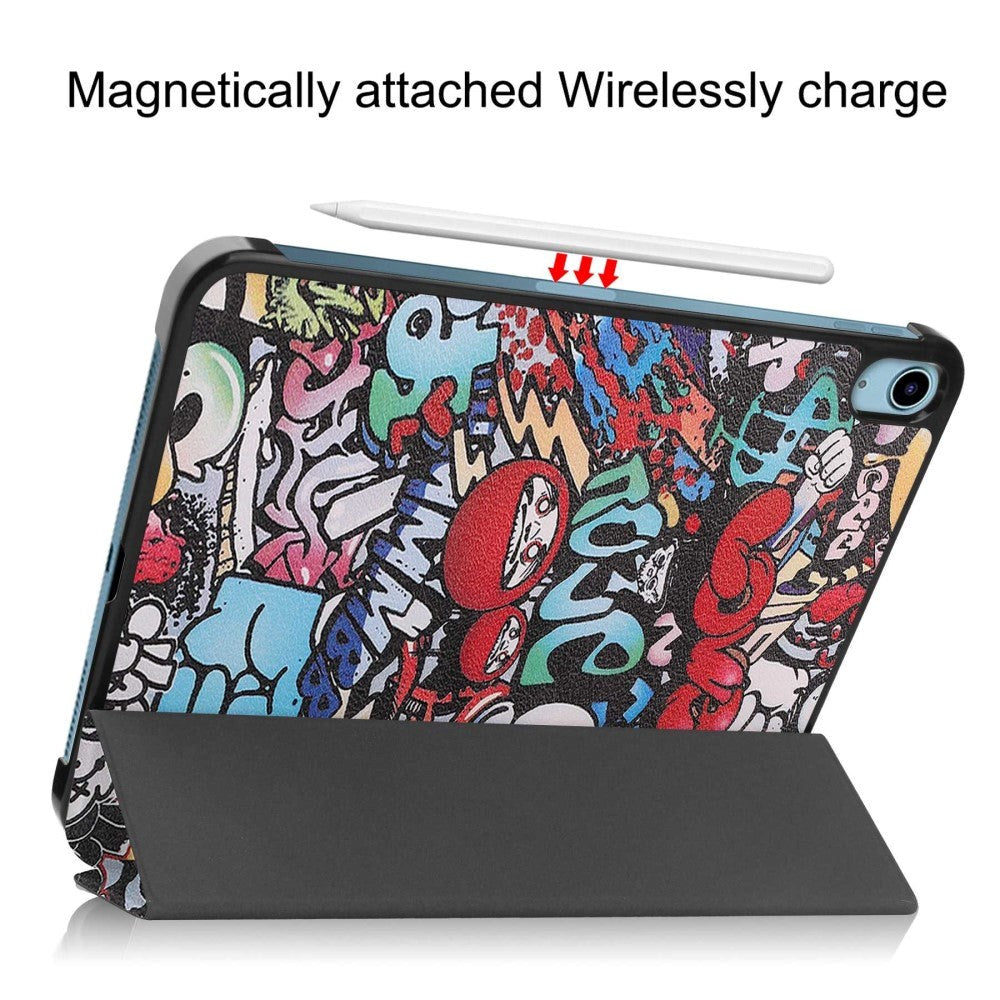 iPad 11" (2025) / iPad 10,9" (2024/2022) Leather Flip Cover m. Tri-fold stativ - Graffiti
