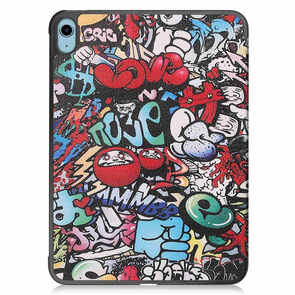 iPad 11" (2025) / iPad 10,9" (2024/2022) Leather Flip Cover m. Tri-fold stativ - Graffiti