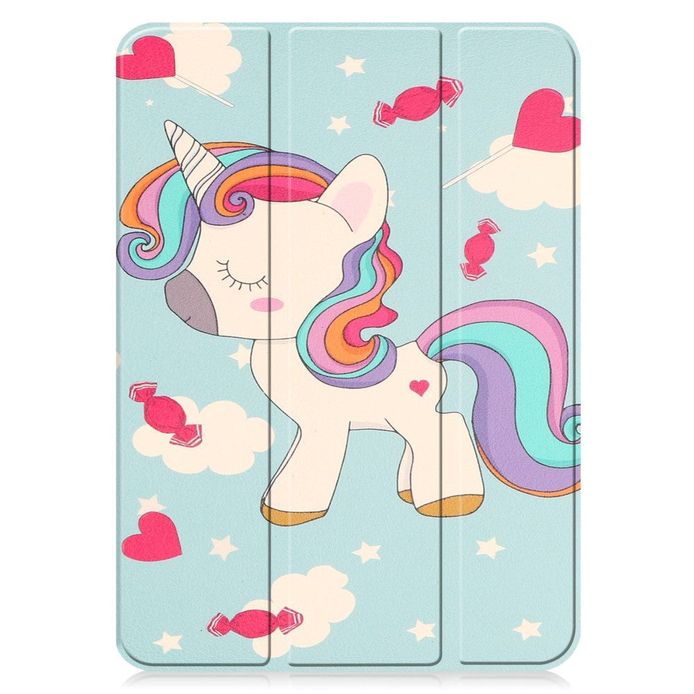 iPad 11" (2025) / iPad 10,9" (2024/2022) Leather Flip Cover m. Tri-fold stativ - Unicorn