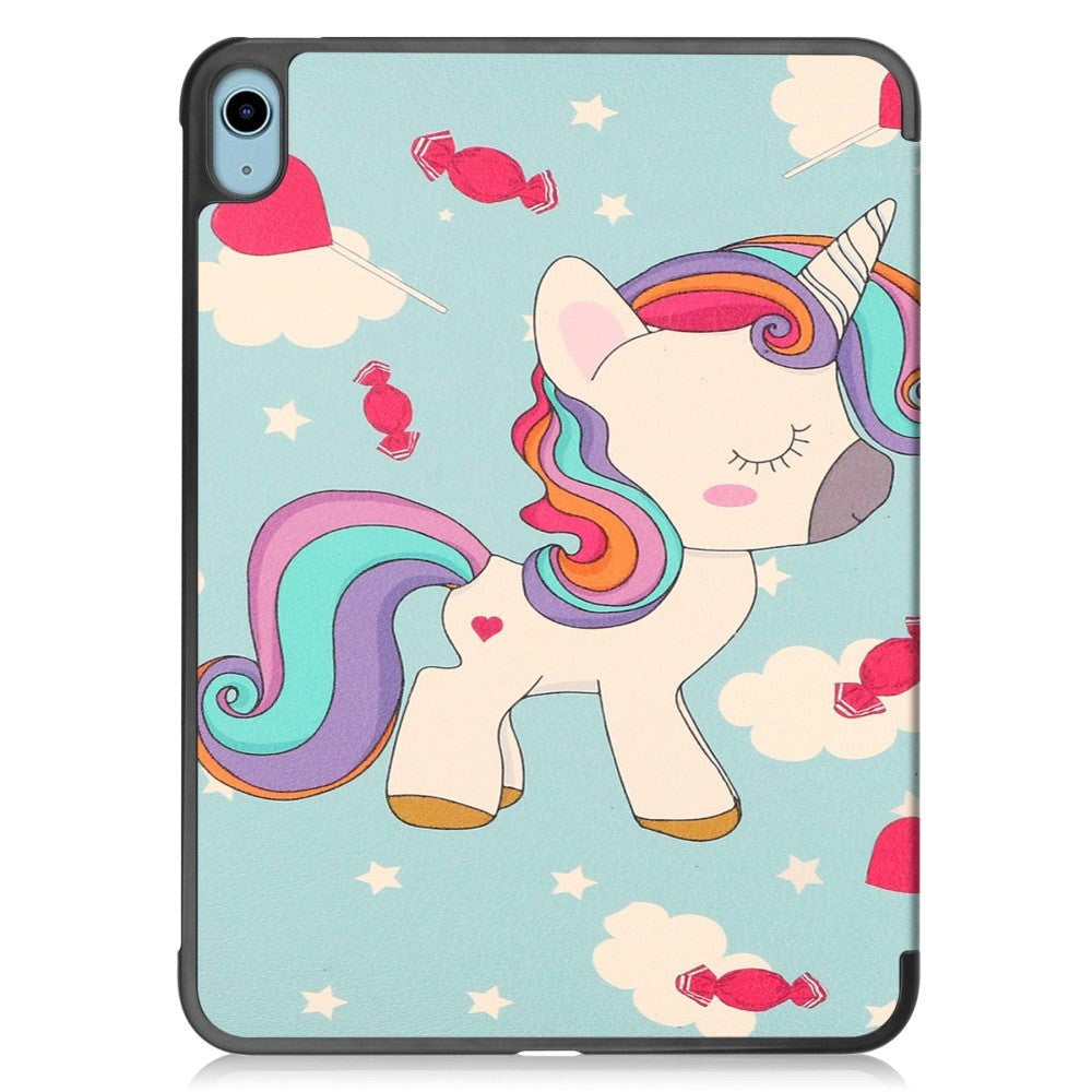 iPad 11" (2025) / iPad 10,9" (2024/2022) Leather Flip Cover m. Tri-fold stativ - Unicorn