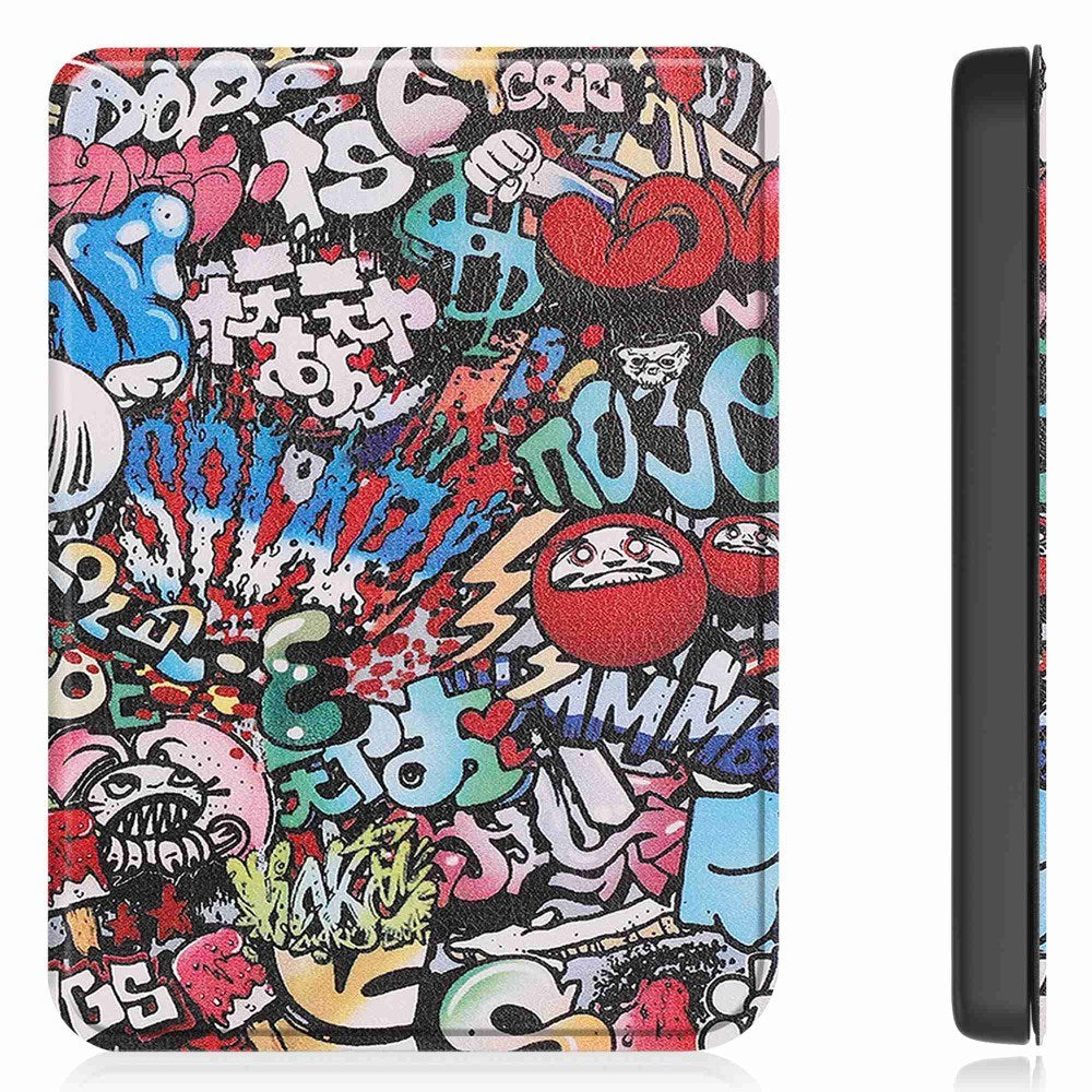Kobo Clara 2E Leathette Flip Cover m. Søvnfunksjon - Graffiti