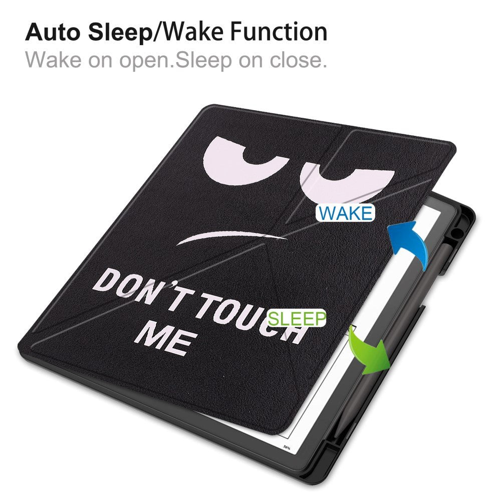 Amazon Kindle Scribe 11. generasjon (2022) Origami Leather Flip Cover m. Penneholder - "Ikke rør meg"