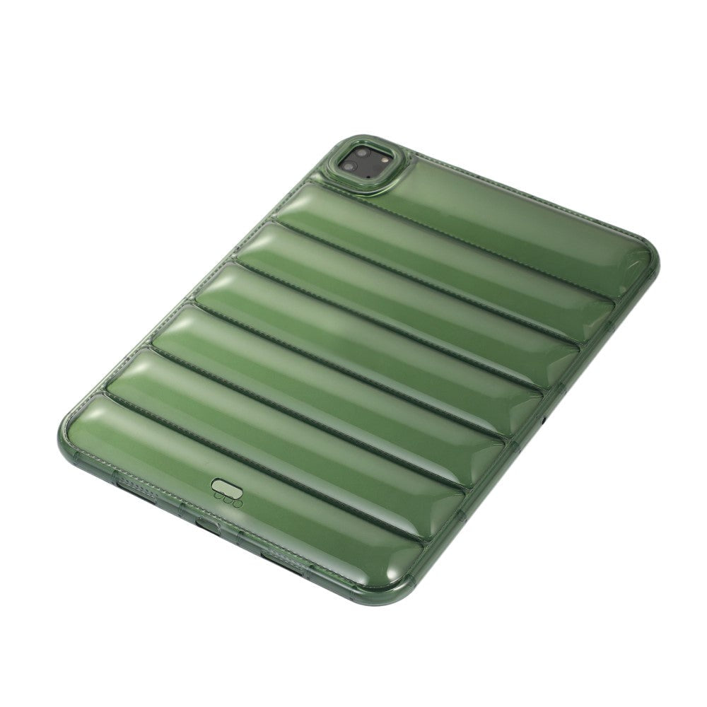 iPad Pro 11" (2022 / 2021 / 2020 / 2018) Fleksibelt Plastik Bagside Cover - Riller - Gennemsigtig / Grøn