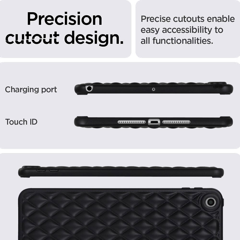 iPad 9.7 (2018-2017) / iPad Air 2 fleksibelt plastdeksel - Rhombe Design - Svart