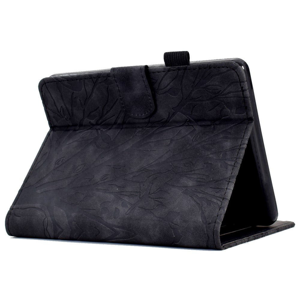 Amazon Kindle 11th Generation (2022) Leather Flip Cover m. Lommebok - Wood Imprint - Sort