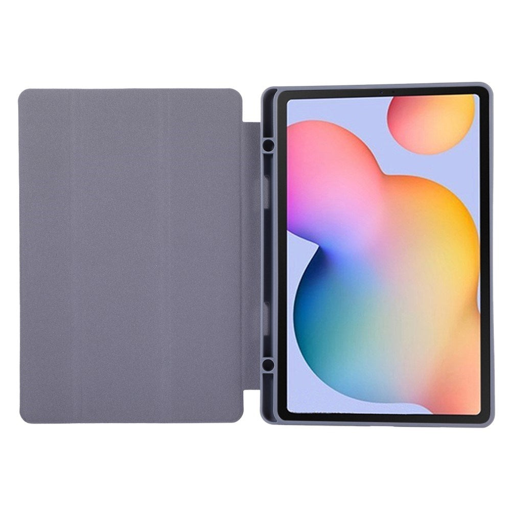 Samsung Galaxy Tab S6 Lite (2020-2024) Magnetisk Tri-Fold flip-deksel i skinn med. Blyantholder - Lilla