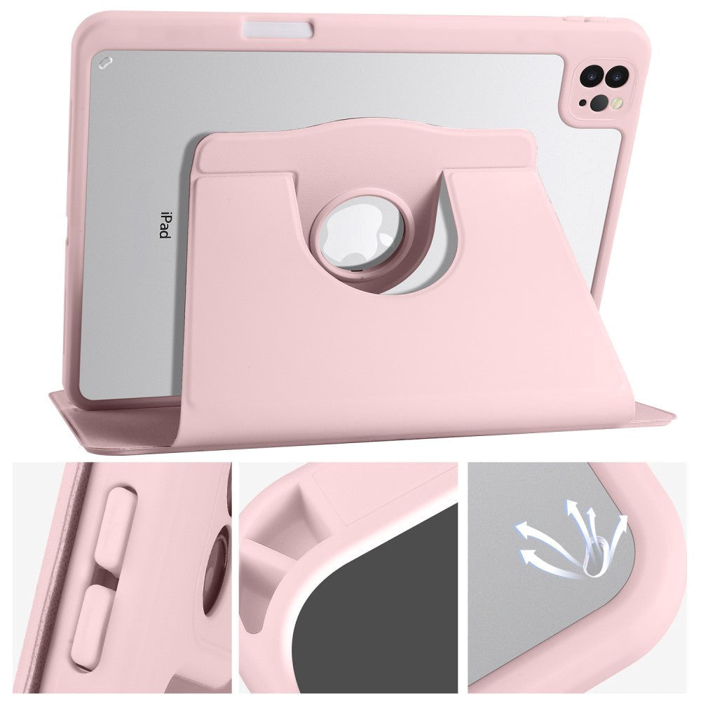 iPad Pro 12,9" (2022 / 2021 / 2020 / 2018) Hybrid Flip Cover Apple blyantholder - rosa / gjennomsiktig
