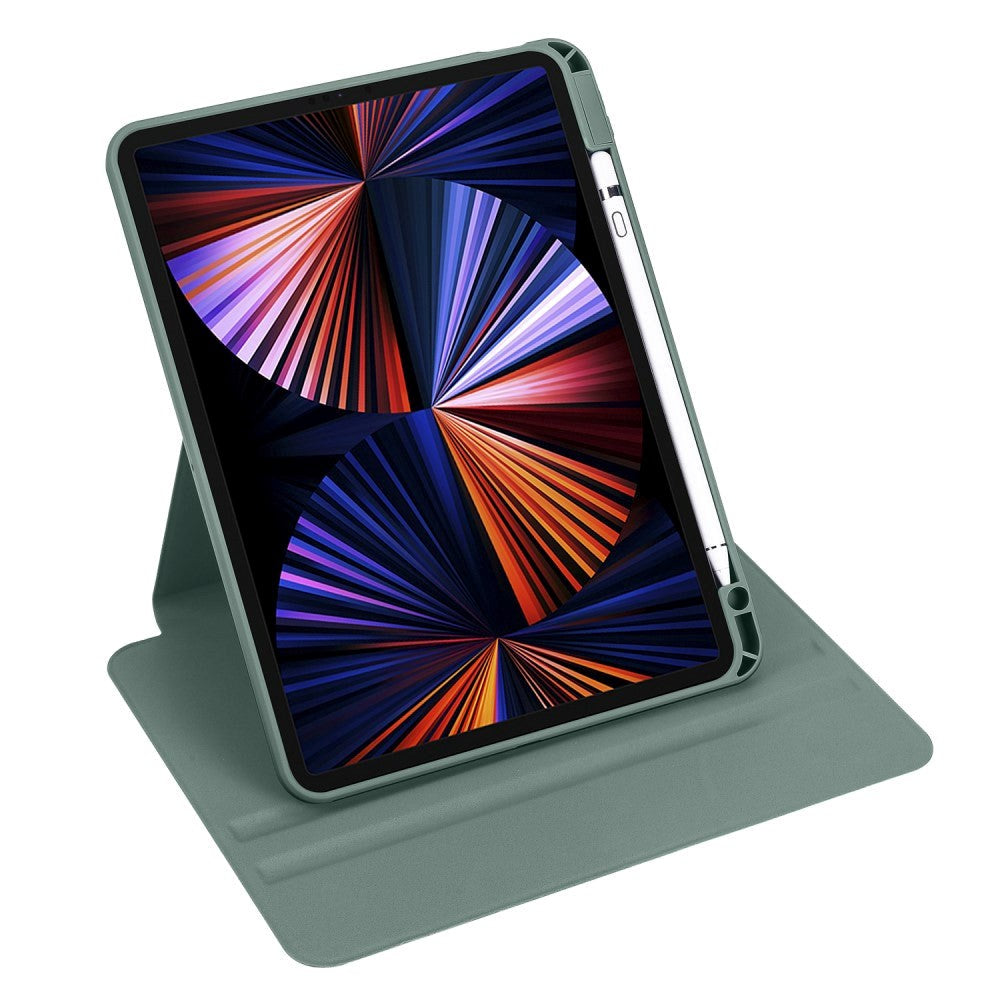 iPad Pro 12,9" (2022 / 2021 / 2020 / 2018) Hybrid Flip Cover Apple blyantholder - grønn / gjennomsiktig
