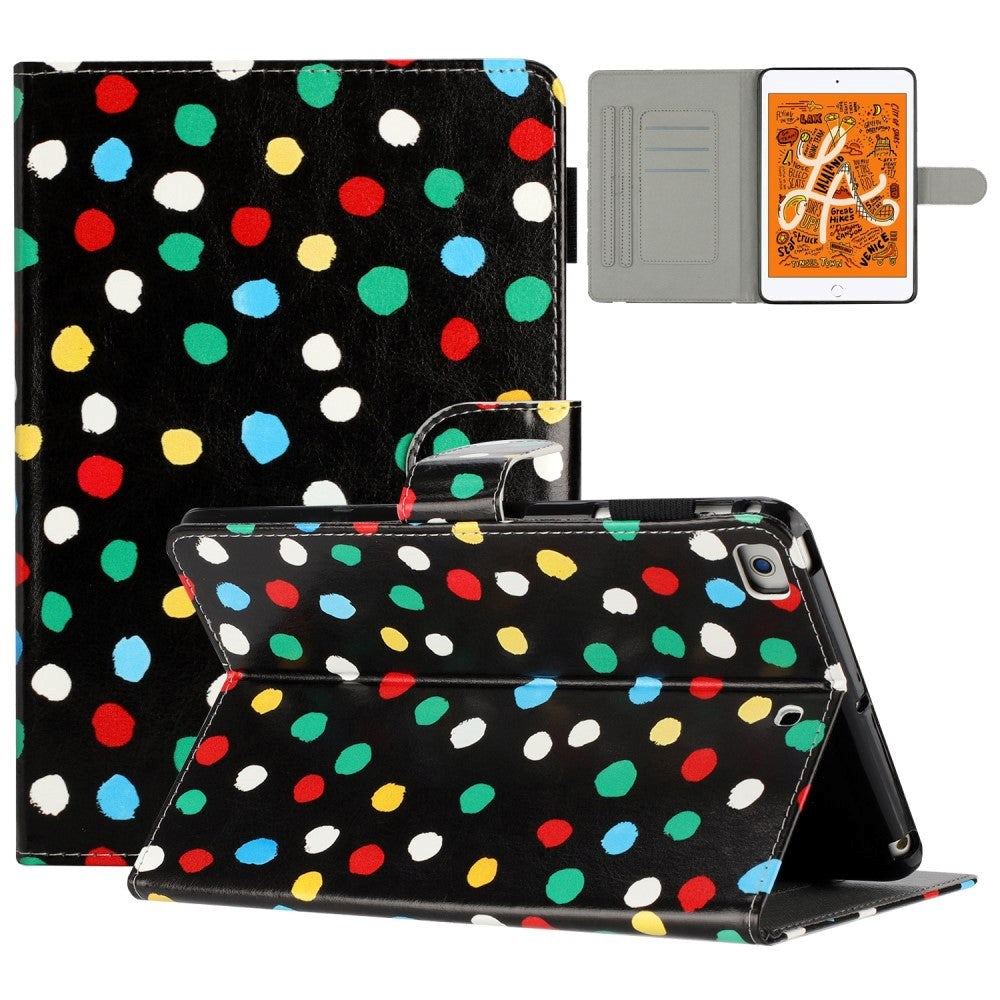 iPad Pro 9.7 (2016) / iPad Air / iPad Air 2 / iPad 9.7 (2017/2018) Leather Flip Cover m. Fargede prikker - svart / multi