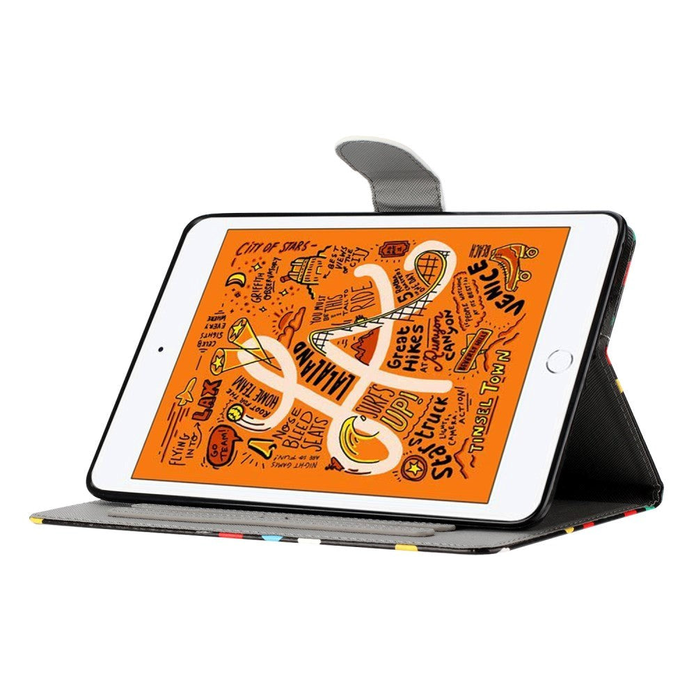 iPad Pro 9.7 (2016) / iPad Air / iPad Air 2 / iPad 9.7 (2017/2018) Leather Flip Cover m. Fargede prikker - svart / multi