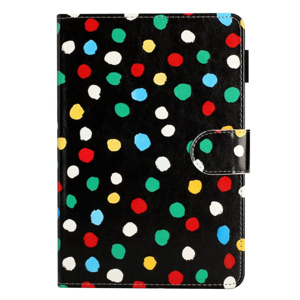 iPad Pro 9.7 (2016) / iPad Air / iPad Air 2 / iPad 9.7 (2017/2018) Leather Flip Cover m. Fargede prikker - svart / multi