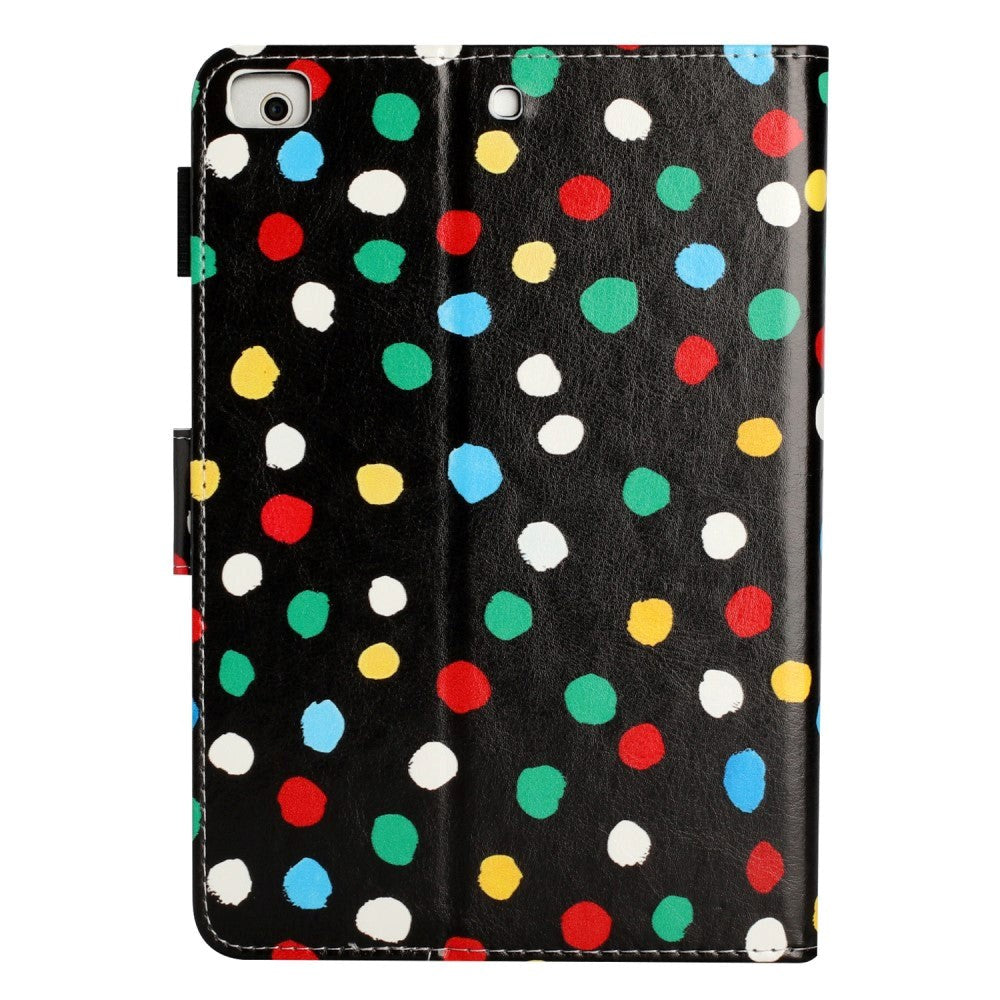 iPad Pro 9.7 (2016) / iPad Air / iPad Air 2 / iPad 9.7 (2017/2018) Leather Flip Cover m. Fargede prikker - svart / multi