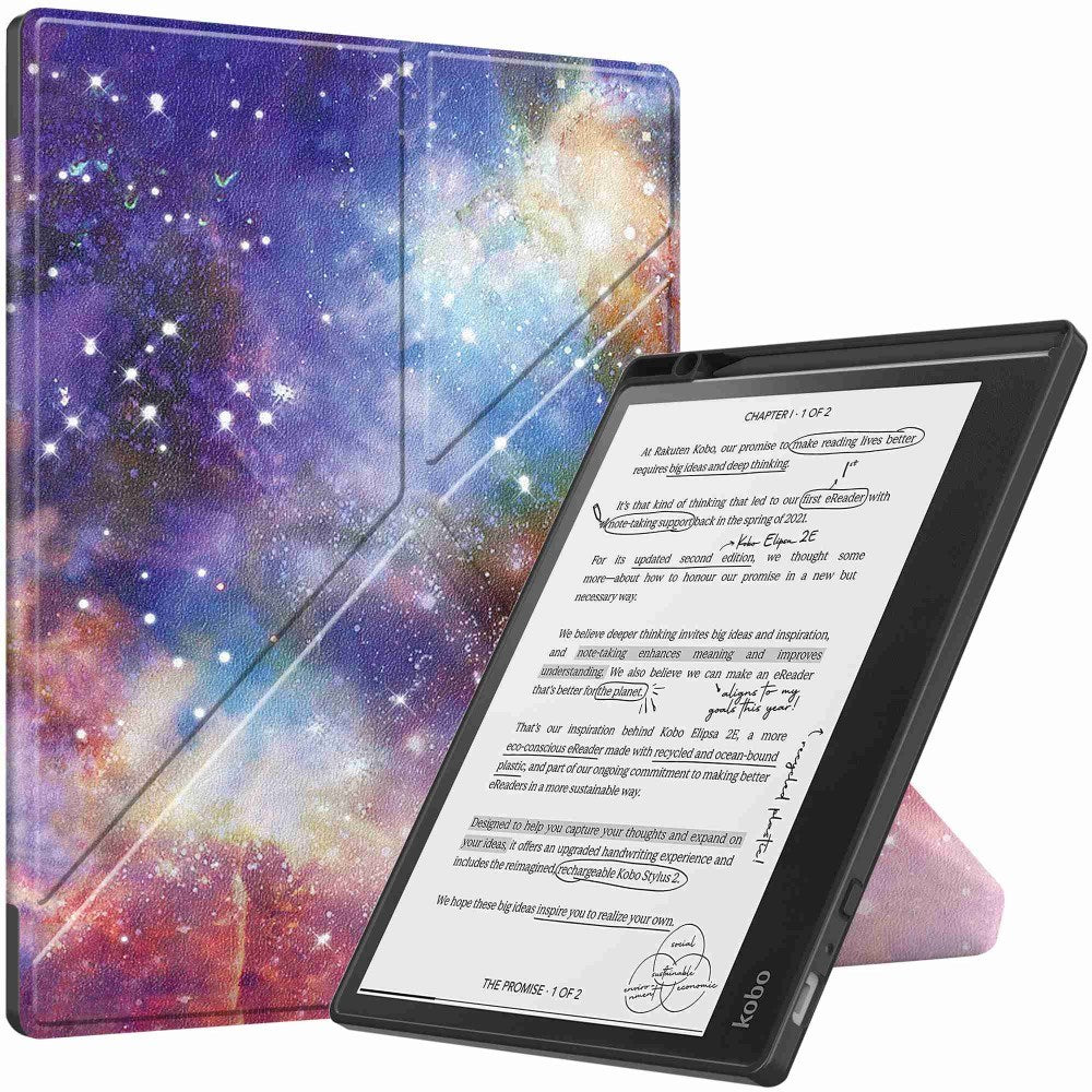 EIDERWOOD Kobo Elipsa 2E Origami Leather Flip Cover m. Penneholder - Galaxy