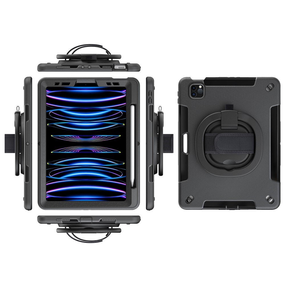 EIDERWOOD iPad Air 10,9-11" (2025-2020) / Pro 11" (2022-2018) Craftsman Cover m. Beskyttende film og håndholder - svart