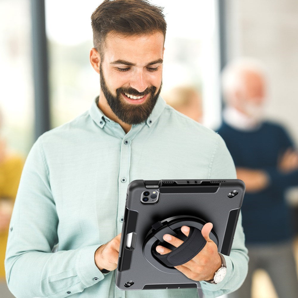 EIDERWOOD iPad Air 10,9-11" (2025-2020) / Pro 11" (2022-2018) Craftsman Cover m. Beskyttende film og håndholder - svart