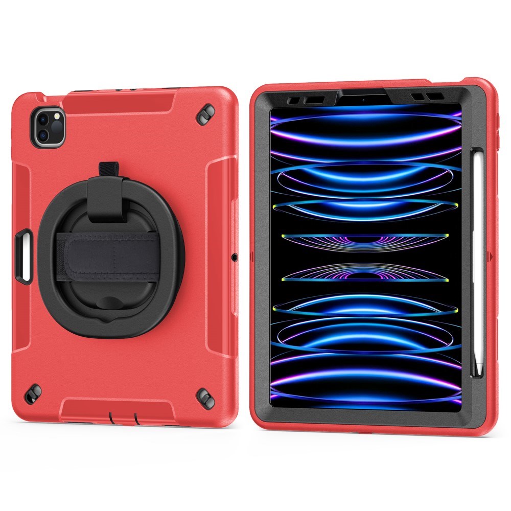 EIDERWOOD iPad Air 10,9-11" (2025-2020) / Pro 11" (2022-2018) Craftsman Cover m. Beskyttelsesfilm og håndholder - rød