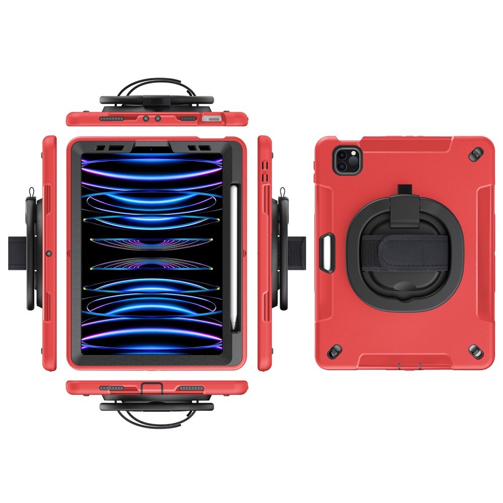 EIDERWOOD iPad Air 10,9-11" (2025-2020) / Pro 11" (2022-2018) Craftsman Cover m. Beskyttelsesfilm og håndholder - rød