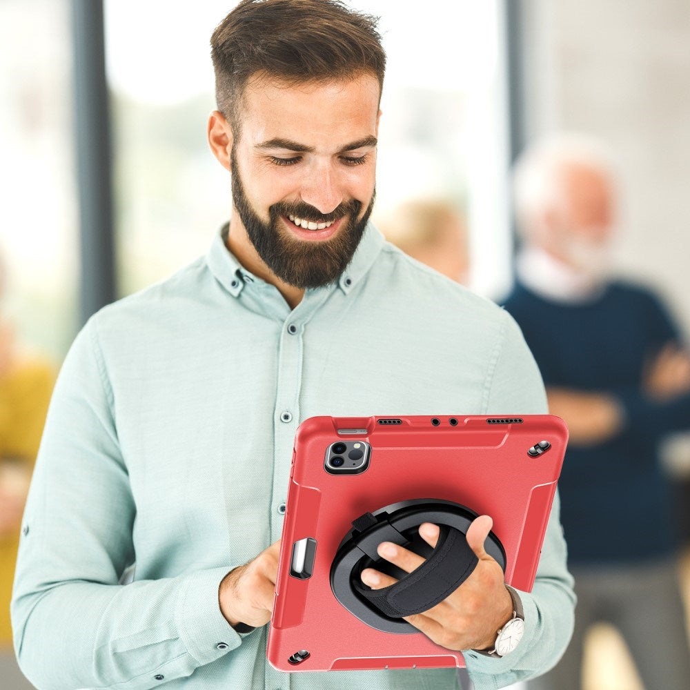 EIDERWOOD iPad Air 10,9-11" (2025-2020) / Pro 11" (2022-2018) Craftsman Cover m. Beskyttelsesfilm og håndholder - rød